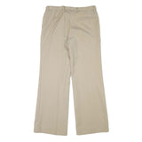Mens Relaxed Fit Beige Trousers W32 L30 Polyester Blend Zip Closure