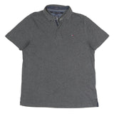 TOMMY HILFIGER Mens Grey Button Down Collar Short Sleeve Plain M Cotton Blend