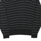 TOMMY HILFIGER Mens Black & White Patterned Jumper V-Neck Basic Knit M Cotton