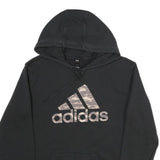 ADIDAS Mens Black Hoodie M Cotton Pullover Logo Print Sports Casual