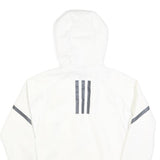 ADIDAS Mens White Zip Hoodie Jacket XS Polyester Blend Plain Sports Sweat Top