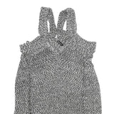 KAREN MILLEN Womens Black & White Patterned Jumper Cold Shoulder V-Neck Rib Knit