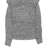 KAREN MILLEN Womens Black & White Patterned Jumper Cold Shoulder V-Neck Rib Knit