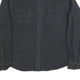 GRIZZLY MOUNTAIN Mens Black Plain Shirt L Cotton Blend Button Pocket Casual