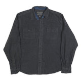 GRIZZLY MOUNTAIN Mens Black Plain Shirt L Cotton Blend Button Pocket Casual