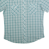 WRANGLER Mens Blue & White Check Western Shirt XL Short Sleeve Cotton Blend