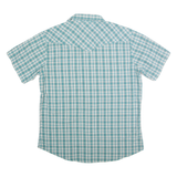 WRANGLER Mens Blue & White Check Western Shirt XL Short Sleeve Cotton Blend