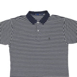 NAUTICA Mens Navy & Grey Striped Short Sleeve Polo Shirt M Cotton Blend Casual