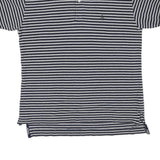 NAUTICA Mens Navy & Grey Striped Short Sleeve Polo Shirt M Cotton Blend Casual