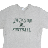 PORT & COMPANY Mens Grey Jackson Football Graphic T-Shirt L Short Sleeve Crew