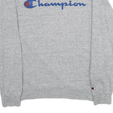 CHAMPION Mens Grey Crew Neck S Cotton Blend Sweatshirt Pullover Logo