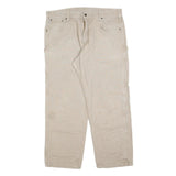 CARHARTT Mens Beige Loose Jeans Cotton Blend Zip W38 L30 Workwear Casual