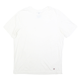TOMMY HILFIGER Mens White XL Plain T-Shirt Short Sleeve Crew Neck Cotton Blend