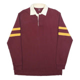 SONOMA Mens Maroon & Yellow Long Sleeve Rugby Style Polo Shirt M Cotton Blend