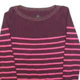 SUPERDRY Womens Maroon & Pink Patterned Jumper Crew Neck S Cotton Blend Striped
