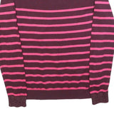 SUPERDRY Womens Maroon & Pink Patterned Jumper Crew Neck S Cotton Blend Striped