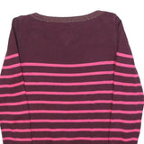 SUPERDRY Womens Maroon & Pink Patterned Jumper Crew Neck S Cotton Blend Striped