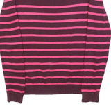 SUPERDRY Womens Maroon & Pink Patterned Jumper Crew Neck S Cotton Blend Striped