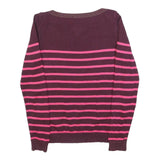 SUPERDRY Womens Maroon & Pink Patterned Jumper Crew Neck S Cotton Blend Striped