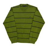 Nautica Striped Sweater - Large Green Cotton