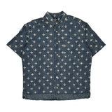 Vintage Dockers Short Sleeve Shirt - Large Blue Linen Blend
