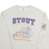 JERZEES Mens Grey Stout Elementary Dragon Graphic Crew Neck L Sweatshirt