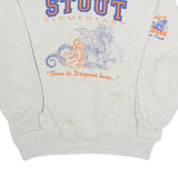 JERZEES Mens Grey Stout Elementary Dragon Graphic Crew Neck L Sweatshirt