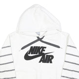 NIKE Mens White Black Striped Pullover Hoodie S Nike Air Logo Sweatshirt
