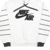NIKE Mens White Black Striped Pullover Hoodie S Nike Air Logo Sweatshirt
