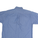 COLOURS Mens Blue Short Sleeve Shirt L Cotton Casual Button Down Pocket