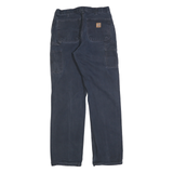 CARHARTT Mens Cotton Blend Navy Blue Regular Straight Trousers W32 L36 Workwear