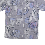 Mens Grey Abstract Pattern Short Sleeve Shirt L Casual Cool