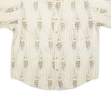 CROSSINGS Mens Cream & Brown Short Sleeve Pattern Shirt L Cotton Blend Casual
