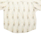 CROSSINGS Mens Cream & Brown Short Sleeve Pattern Shirt L Cotton Blend Casual