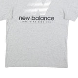 NEW BALANCE Mens Grey Cotton T-Shirt M Short Sleeve Crew Neck Logo Print
