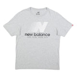 NEW BALANCE Mens Grey Cotton T-Shirt M Short Sleeve Crew Neck Logo Print