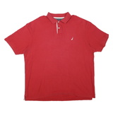 NAUTICA Mens Red Short Sleeve Plain 2XL Polo Shirt Cotton Blend Classic