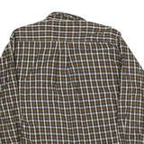 NATURALIFE Mens Brown Blue Check Shirt L Cotton Blend Casual Long Sleeve