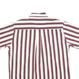 BIG CREEK Mens Maroon & White Striped Shirt L Button-Down Casual Summer Cotton