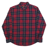 ST JOHNS BAY Mens Red & Navy Check Shirt M Classic Button-Down Long Sleeve