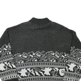 Mens Black & White Patterned Acrylic Blend Jumper Crew Neck Waffle Knit XL