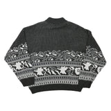 Mens Black & White Patterned Acrylic Blend Jumper Crew Neck Waffle Knit XL