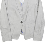 JOOP! Womens White & Grey Patterned Blazer Jacket M Cotton Blend Button Closure