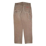 DICKIES Mens Regular Fit Brown Cotton Blend Work Trousers W38 L36 Durable Zip