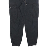 PULL & BEAR Mens Cotton Blend Black Regular Cargo Trousers W32 L26 Zip Pockets