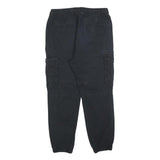PULL & BEAR Mens Cotton Blend Black Regular Cargo Trousers W32 L26 Zip Pockets