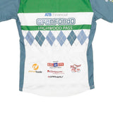 Mens Blue & Green Graphic Sports Cycling Jersey M Short Sleeve Round Neck