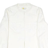 BODEN Womens White Cotton Blend Button Jacket UK 16 Embroidered Floral Pattern