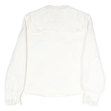 BODEN Womens White Cotton Blend Button Jacket UK 16 Embroidered Floral Pattern