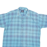 WOOLRICH Mens Blue Check Shirt XL Casual Cotton Blend Summer Short Sleeve